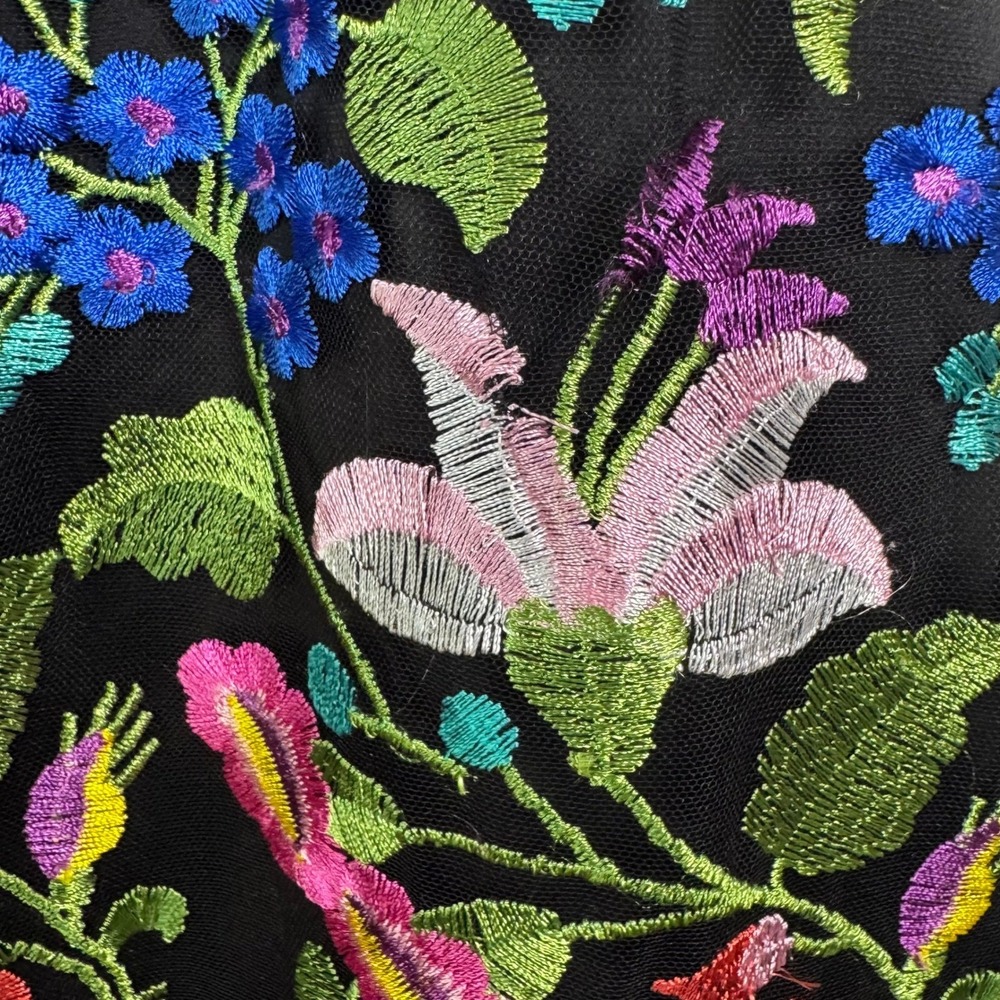 Colorful Floral Embroidered Mesh Dress A Line Sleeveless‎ Occasion 10 - Picture 3 of 11